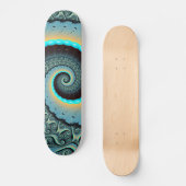 Abstract Blue Turquoise Oranje Fractal Art Spiral Persoonlijk Skateboard (Voorkant)