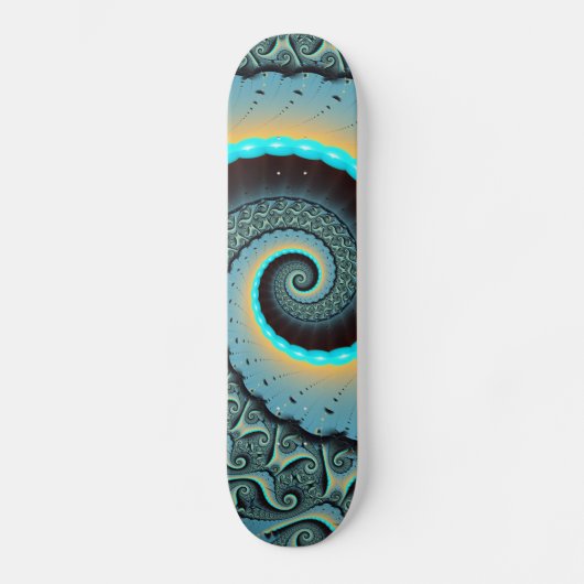 Abstract Blue Turquoise Oranje Fractal Art Spiral Persoonlijk Skateboard (Voorkant)