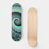 Abstract Blue Turquoise Oranje Fractal Art Spiral Persoonlijk Skateboard (Voorkant)