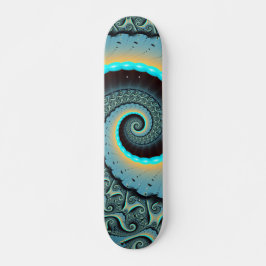 Abstract Blue Turquoise Oranje Fractal Art Spiral Persoonlijk Skateboard