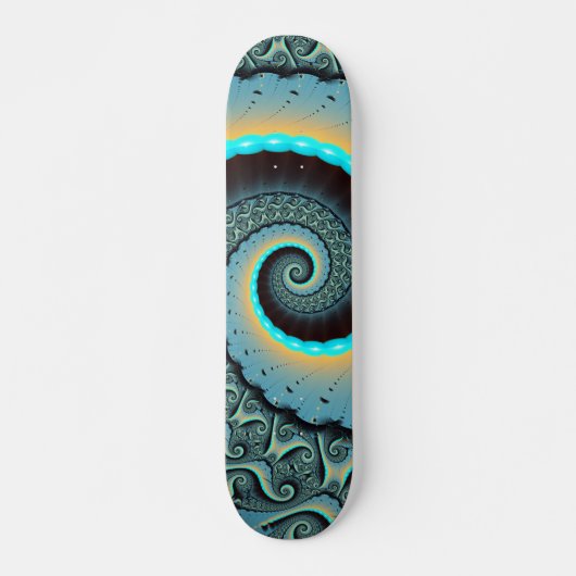 Abstract Blue Turquoise Oranje Fractal Art Spiral Persoonlijk Skateboard (Voorkant)