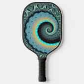 Abstract Blue Turquoise Oranje Fractal Art Spiral Pickleball Paddle (Voorkant)