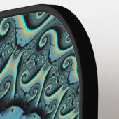 Abstract Blue Turquoise Oranje Fractal Art Spiral Pickleball Paddle (Links Detail)