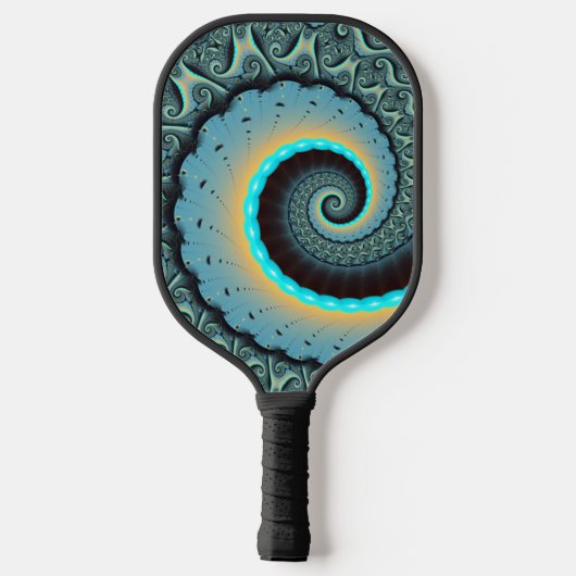 Abstract Blue Turquoise Oranje Fractal Art Spiral Pickleball Paddle (Achterkant)
