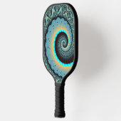 Abstract Blue Turquoise Oranje Fractal Art Spiral Pickleball Paddle (Links)