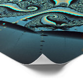 Abstract Blue Turquoise Oranje Fractal Art Spiral Poster (Hoek)