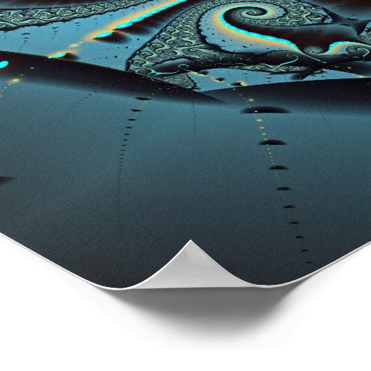 Abstract Blue Turquoise Oranje Fractal Art Spiral Poster (Hoek)