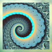 Abstract Blue Turquoise Oranje Fractal Art Spiral Raamsticker (Vel 3)