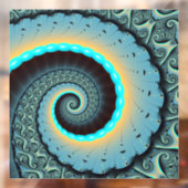 Abstract Blue Turquoise Oranje Fractal Art Spiral Raamsticker (Vel 2)