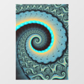 Abstract Blue Turquoise Oranje Fractal Art Spiral Raamsticker (Vel)