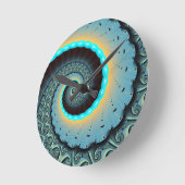 Abstract Blue Turquoise Oranje Fractal Art Spiral Ronde Klok (Hoek)