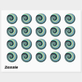 Abstract Blue Turquoise Oranje Fractal Art Spiral Ronde Sticker (Vel)