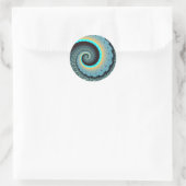 Abstract Blue Turquoise Oranje Fractal Art Spiral Ronde Sticker (Tas)
