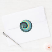 Abstract Blue Turquoise Oranje Fractal Art Spiral Ronde Sticker (Envelop)