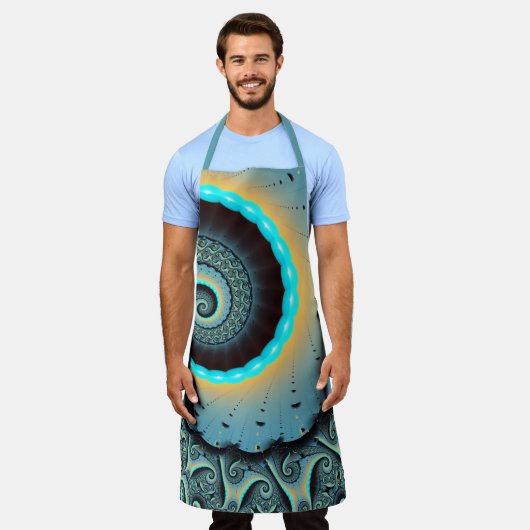 Abstract Blue Turquoise Oranje Fractal Art Spiral Schort (Gedragen)