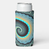 Abstract Blue Turquoise Oranje Fractal Art Spiral Seltzer Blikjeskoeler (Seltzer Voorkant)
