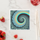 Abstract Blue Turquoise Oranje Fractal Art Spiral Servet (Insitu)