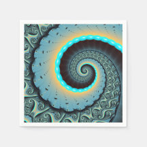 Abstract Blue Turquoise Oranje Fractal Art Spiral
