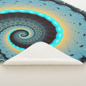Abstract Blue Turquoise Oranje Fractal Art Spiral Sherpa Deken (3/4)