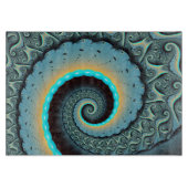 Abstract Blue Turquoise Oranje Fractal Art Spiral Snijplank (Voorkant)