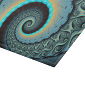 Abstract Blue Turquoise Oranje Fractal Art Spiral Snijplank (Hoek)