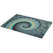 Abstract Blue Turquoise Oranje Fractal Art Spiral Snijplank (Hoek)