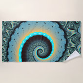Abstract Blue Turquoise Oranje Fractal Art Spiral Strandlaken (Voorkant)