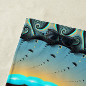 Abstract Blue Turquoise Oranje Fractal Art Spiral Strandlaken (In situ)