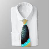 Abstract Blue Turquoise Oranje Fractal Art Spiral Stropdas (Gebonden)