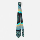 Abstract Blue Turquoise Oranje Fractal Art Spiral Stropdas (Voorkant)