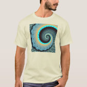 Abstract Blue Turquoise Oranje Fractal Art Spiral T-shirt (Voorkant)