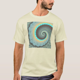 Abstract Blue Turquoise Oranje Fractal Art Spiral T-shirt