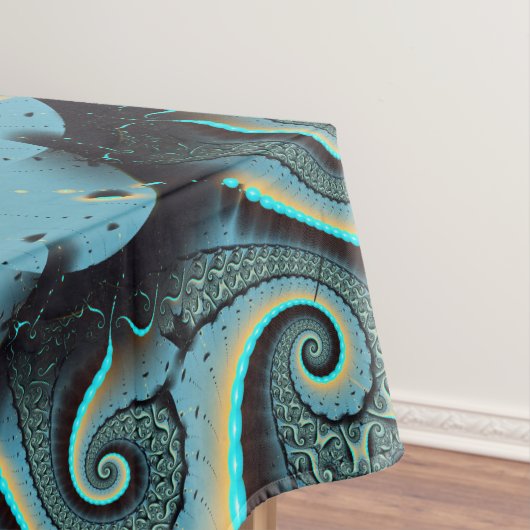 Abstract Blue Turquoise Oranje Fractal Art Spiral Tafelkleed (Voorbeeld)