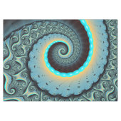 Abstract Blue Turquoise Oranje Fractal Art Spiral Tafelkleed (Voorkant (Horizontaal))
