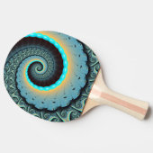 Abstract Blue Turquoise Oranje Fractal Art Spiral Tafeltennisbatje (Zijkant)