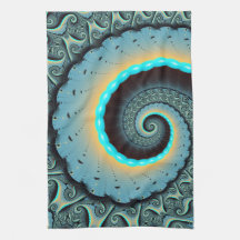 Abstract Blue Turquoise Oranje Fractal Art Spiral
