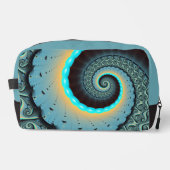 Abstract Blue Turquoise Oranje Fractal Art Spiral Toilettasje (Voorkant)