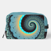 Abstract Blue Turquoise Oranje Fractal Art Spiral Toilettasje (Achterkant)