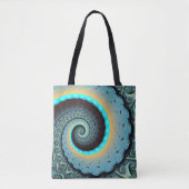 Abstract Blue Turquoise Oranje Fractal Art Spiral Tote Bag (Voorkant)