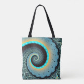 Abstract Blue Turquoise Oranje Fractal Art Spiral Tote Bag (Achterkant)