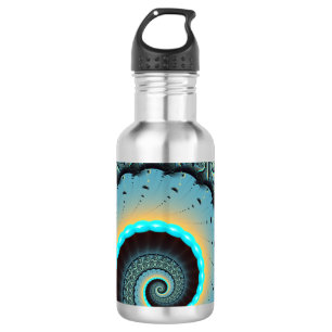 Abstract Blue Turquoise Oranje Fractal Art Spiral Waterfles