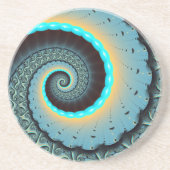 Abstract Blue Turquoise Oranje Fractal Art Spiral Zandsteen Onderzetter (Voorkant)