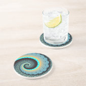 Abstract Blue Turquoise Oranje Fractal Art Spiral Zandsteen Onderzetter (Zijkant)