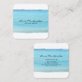 Abstract Blue Watercolor Brushstroke Vierkante Visitekaartje (Voorkant / Achterkant)