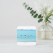 Abstract Blue Watercolor Brushstroke Vierkante Visitekaartje (Staand voorkant)