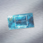 Abstract Blue Watercolor Gold Splatter Modern Magnetisch Visitekaartje (Voorbeeld)