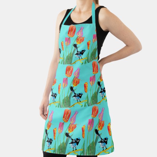 Abstract Blue Wren Australian Bird Birds Apron Schort (Insitu)
