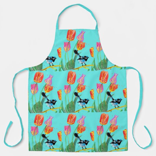 Abstract Blue Wren Australian Bird Birds Apron Schort (Voorkant)