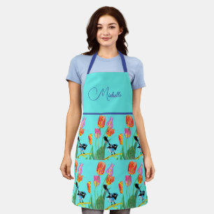 Abstract Blue Wren Australian Bird Birds Apron Schort