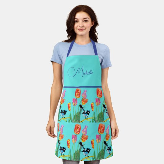 Abstract Blue Wren Australian Bird Birds Apron Schort (Gedragen)